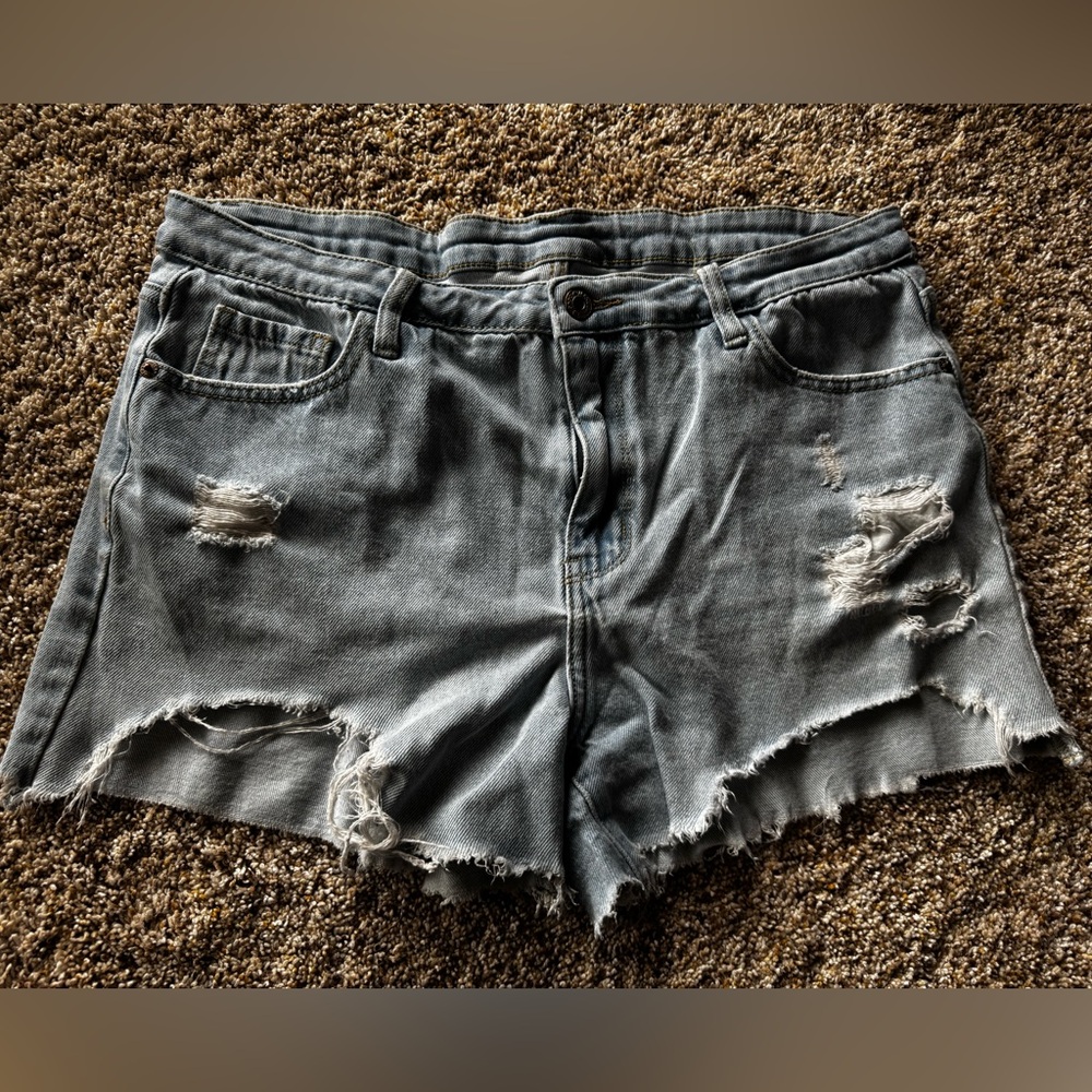 Distressed Gray Denim Women’s Shorts